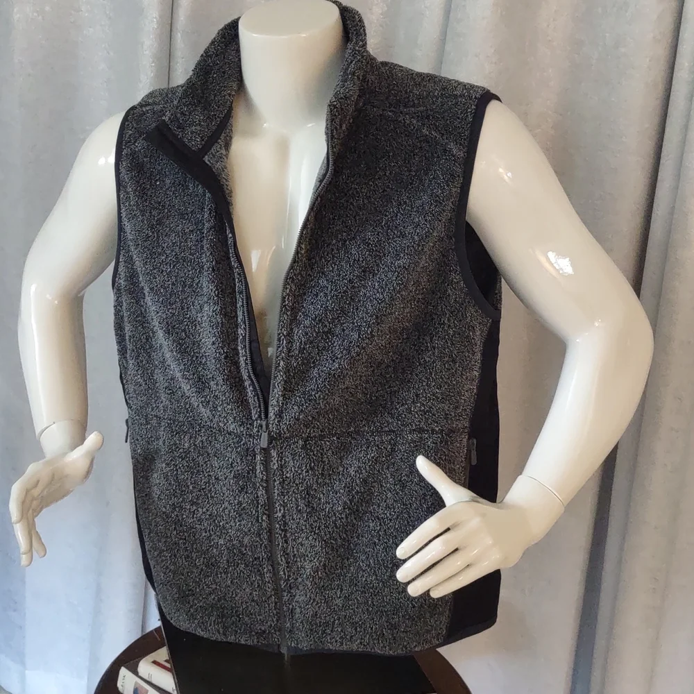 Tommy Bahama Cascade Fleece sleeveless VEST gray coal full zip Pockets Mens S - Picture 2 of 8